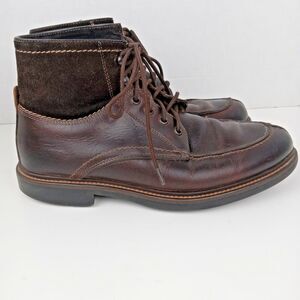 Johnston & Murphy Leather Boots Men's 8.5 Vintage Brown Suede Trim